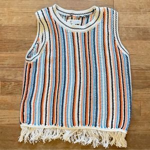 Lou & Grey for Loft striped sweater tank shirt top size extra small XS B18